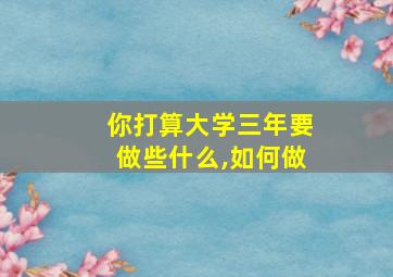 你打算大学三年要做些什么,如何做