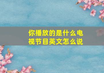 你播放的是什么电视节目英文怎么说