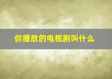 你播放的电视剧叫什么