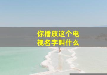 你播放这个电视名字叫什么