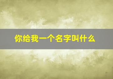 你给我一个名字叫什么