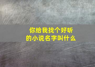 你给我找个好听的小说名字叫什么