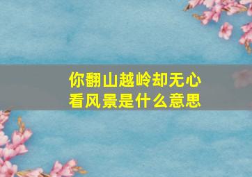 你翻山越岭却无心看风景是什么意思