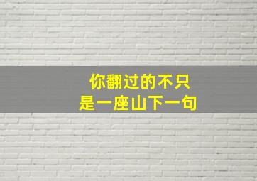 你翻过的不只是一座山下一句