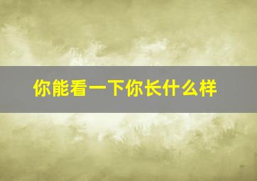 你能看一下你长什么样