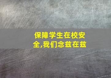 保障学生在校安全,我们念兹在兹