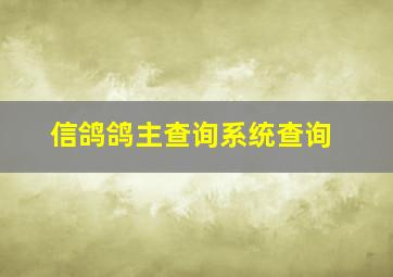 信鸽鸽主查询系统查询