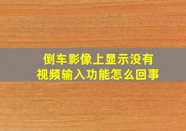 倒车影像上显示没有视频输入功能怎么回事