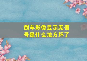 倒车影像显示无信号是什么地方坏了