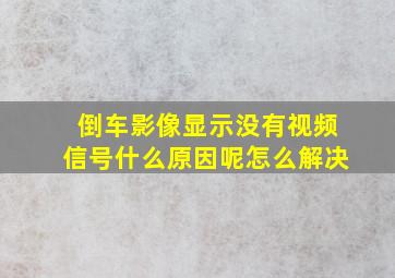 倒车影像显示没有视频信号什么原因呢怎么解决