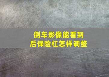 倒车影像能看到后保险杠怎样调整