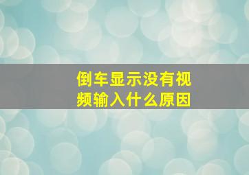 倒车显示没有视频输入什么原因