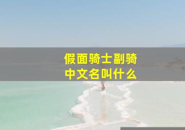 假面骑士副骑中文名叫什么