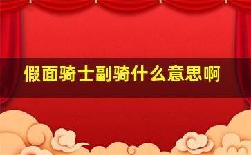 假面骑士副骑什么意思啊