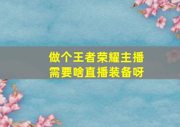 做个王者荣耀主播需要啥直播装备呀