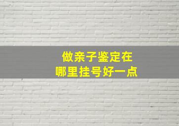 做亲子鉴定在哪里挂号好一点