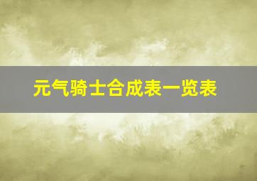 元气骑士合成表一览表