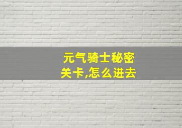 元气骑士秘密关卡,怎么进去