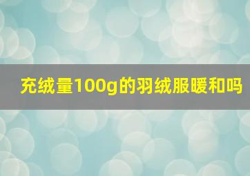 充绒量100g的羽绒服暖和吗