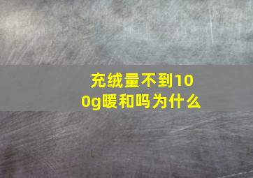 充绒量不到100g暖和吗为什么