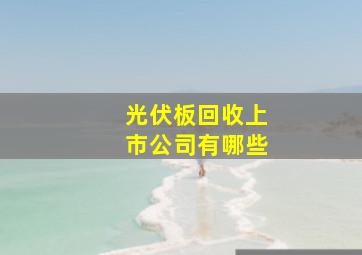 光伏板回收上市公司有哪些