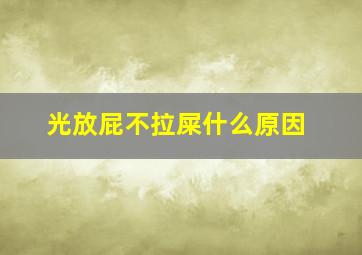 光放屁不拉屎什么原因