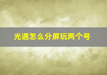 光遇怎么分屏玩两个号