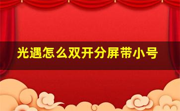 光遇怎么双开分屏带小号