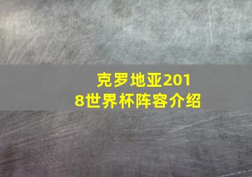 克罗地亚2018世界杯阵容介绍