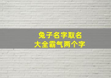 兔子名字取名大全霸气两个字