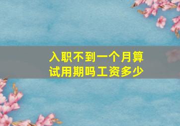 入职不到一个月算试用期吗工资多少