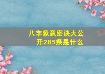 八字象意密诀大公开285条是什么