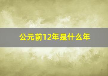 公元前12年是什么年