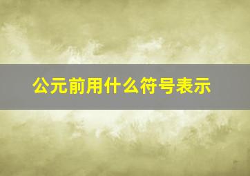 公元前用什么符号表示