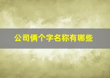 公司俩个字名称有哪些