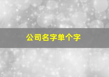 公司名字单个字