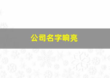 公司名字响亮