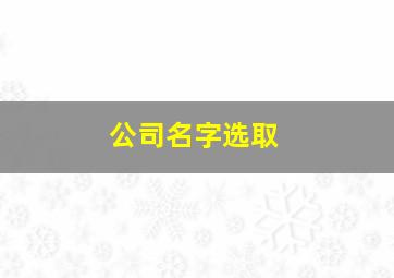 公司名字选取