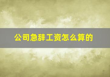 公司急辞工资怎么算的