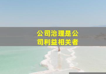 公司治理是公司利益相关者