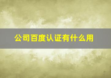 公司百度认证有什么用