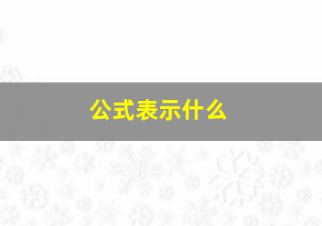 公式表示什么