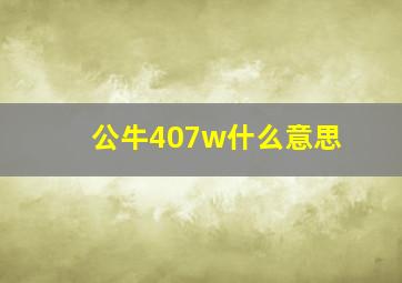 公牛407w什么意思