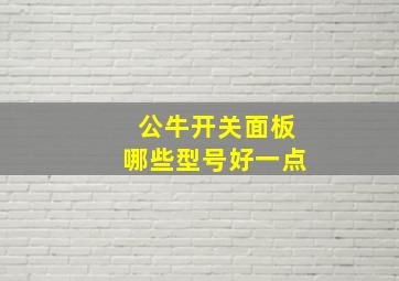 公牛开关面板哪些型号好一点