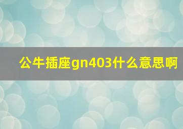 公牛插座gn403什么意思啊