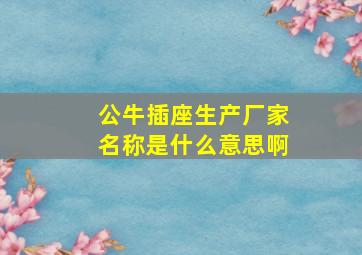 公牛插座生产厂家名称是什么意思啊