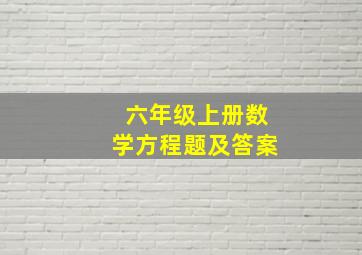 六年级上册数学方程题及答案