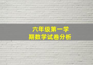 六年级第一学期数学试卷分析