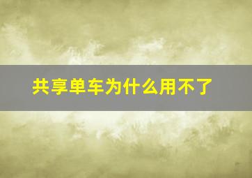 共享单车为什么用不了