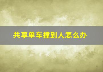 共享单车撞到人怎么办